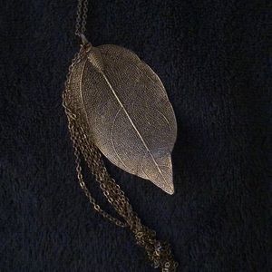 Gold Long Leaf Necklacd